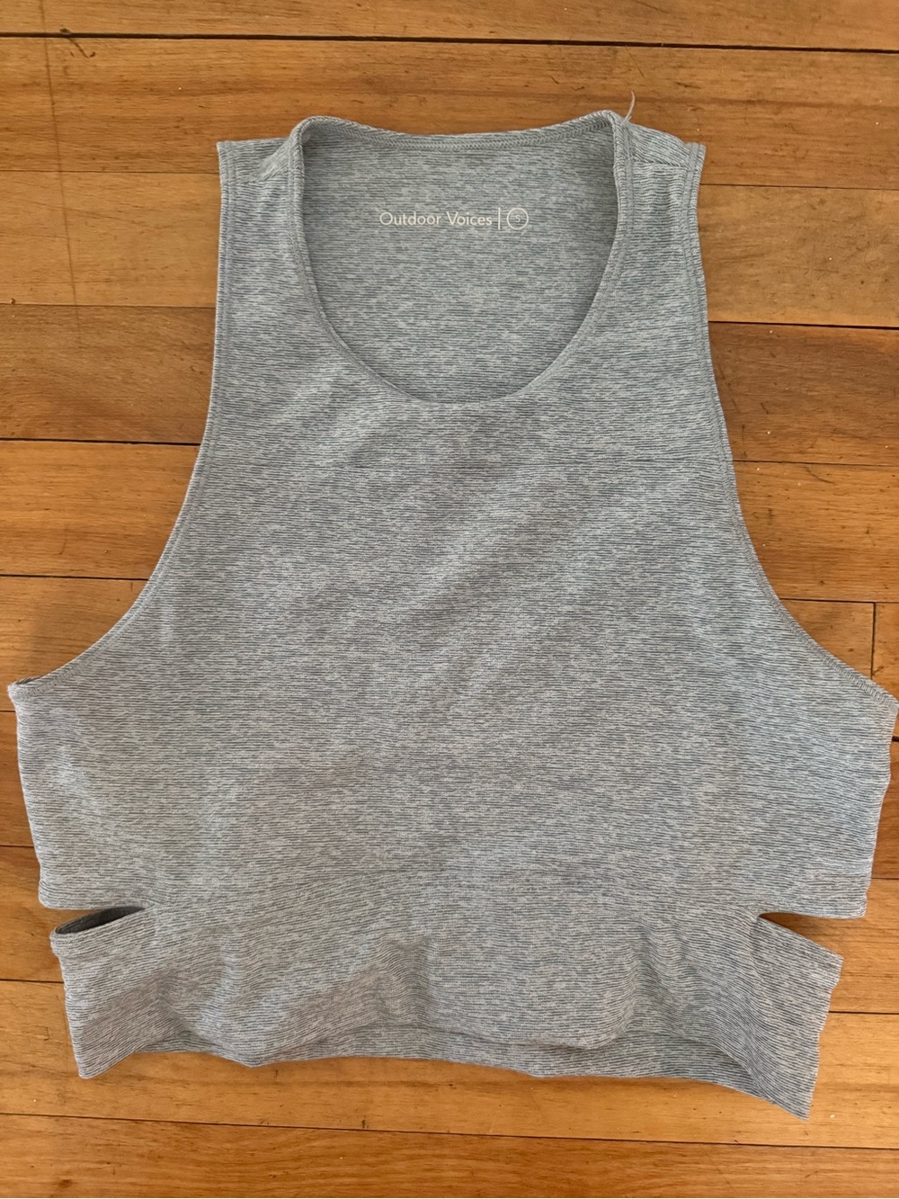 Outdoor Voices Light Gray Athletic Crop Tank with Side Cutouts